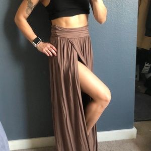 High Slit Flowy Maxi Skirt